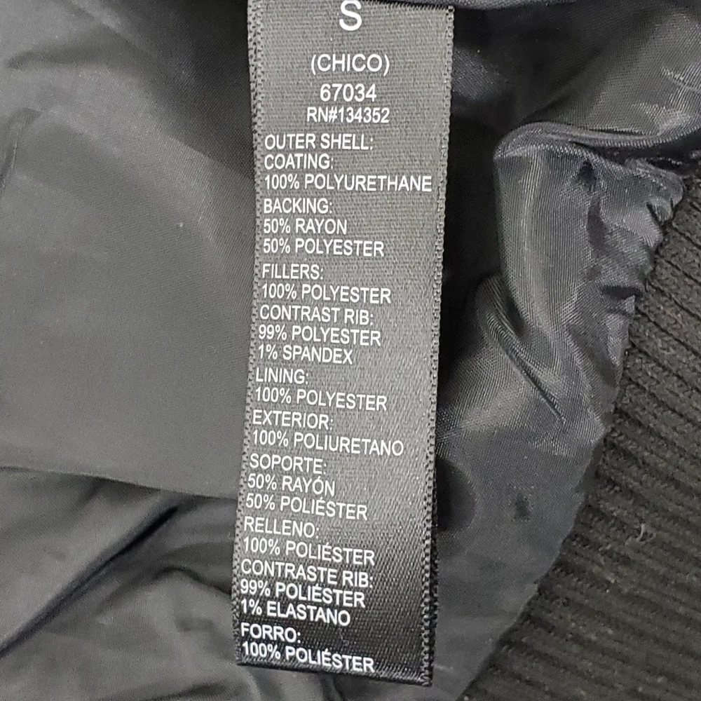 Ambiance black faux leather diamond stitch design size small coat